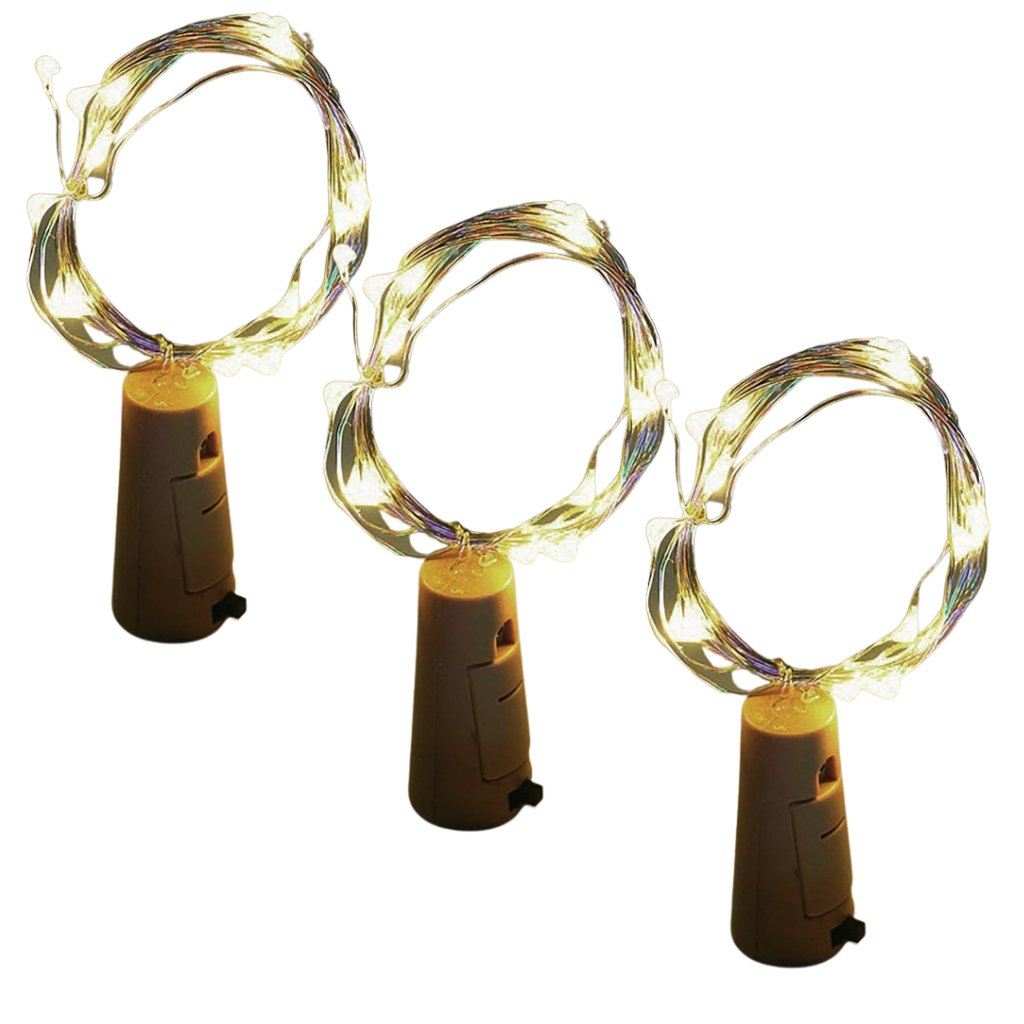 Bottle string LED light with cork (pack of 3) -Warm White - Ozerty